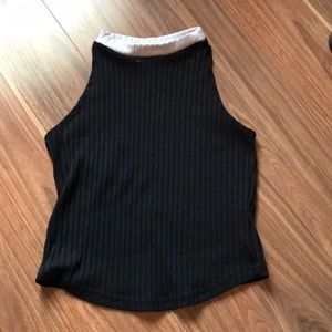 Brandy Melville ribbed black and white crop top